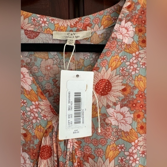 C&V Chelsea & Violet Floral Print Cap Sleeve Babydoll Mini Dress - Picture 6 of 8